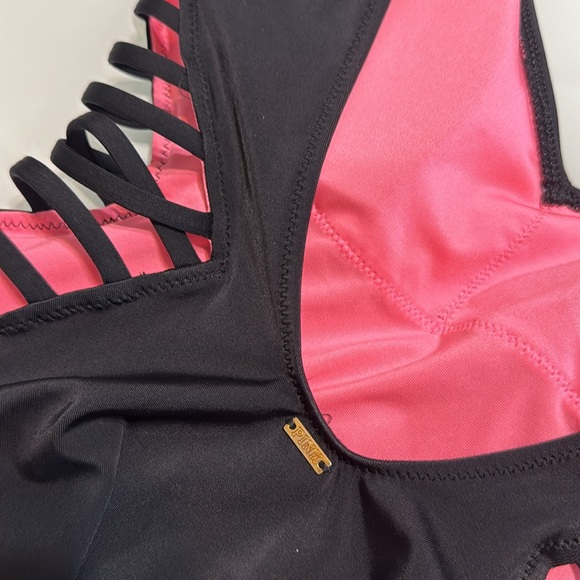 Victoria’s Secret pink black one piece cut out bathing suit s small EUC vs5 - Picture 3 of 5